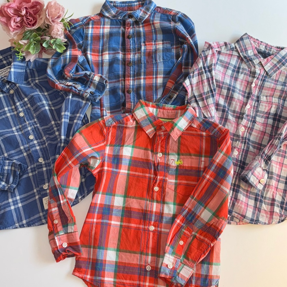 Carter’s Boys Long Sleeve Plaid Oxford Shirt 4T Boys Spring Dress Shirt